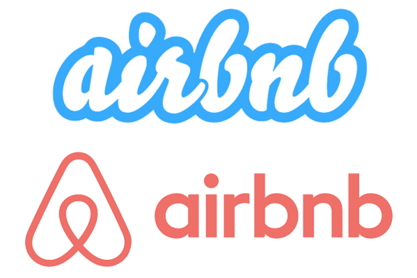 Airbnb的旧标识（上）和新的线条标志设计（下）。